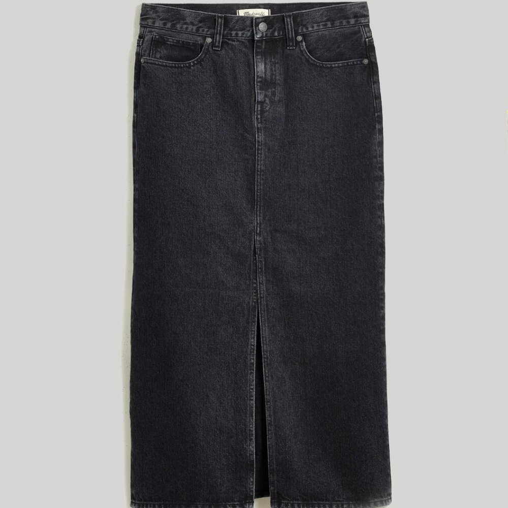 NWT Madewell Black Denim Maxi Skirt